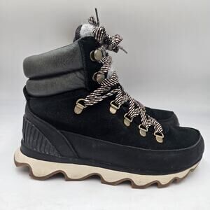 Sorel Kinetic Conquest Hiking Boots Sz 8 Black Suede Tan Alpine Tundra Lace Up